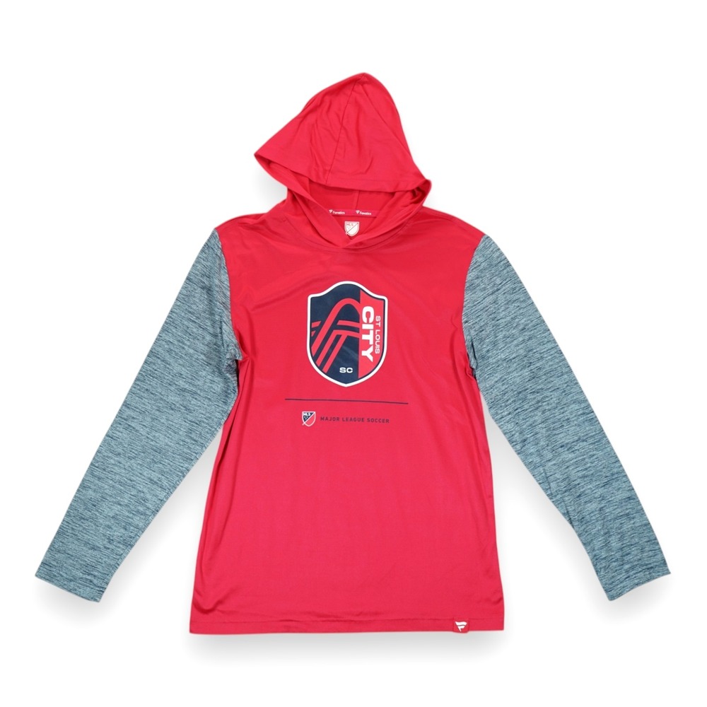 Fanatics St. Louis City MLS Tshirt Men's Long Sleeve Hooded Pullover Medium